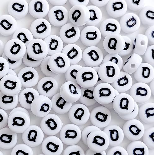 Miniatura 36 de 100 cuentas de letras blancas redondas de acrílico del alfabeto, cuentas de la letra L, para hacer joyas, pulseras, collares, llaveros, bricolaje