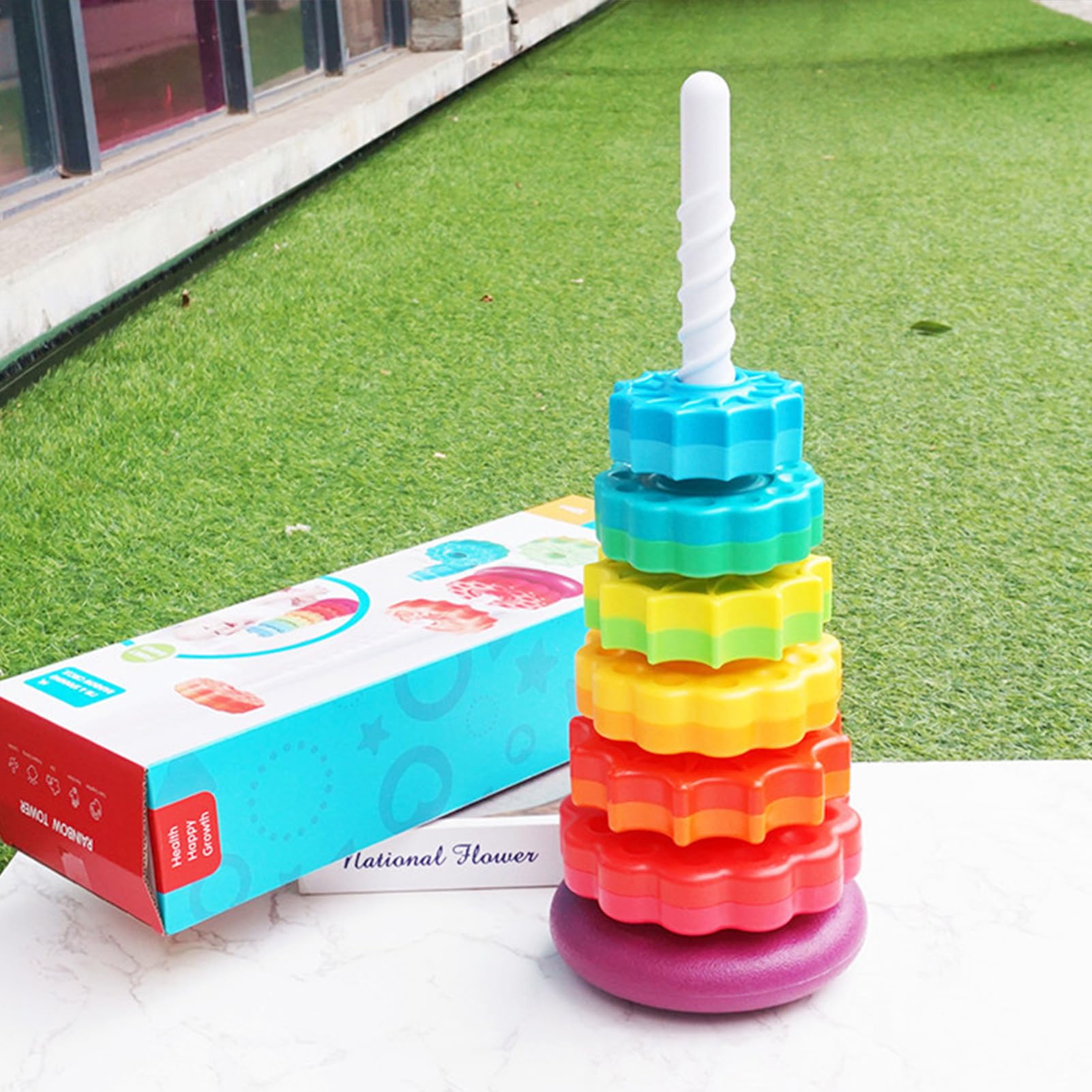 Giocattolo impilabile: anello a torre , ingranaggi sensoriali, gioco educativo a motore fine, ruota a colori interattivi | Giocattolo di apprendimento precoce per ragazzi