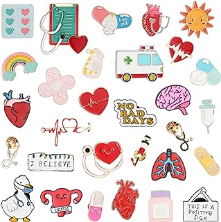30 Pcs Nurse Pins Nursing Pins Medical Stethoscope Brooch Pins Gifts Cute Backpacks Enamel Lapel Brooches Pins in Bulk for Medical Assistant Schoolbag Badge Pins Accessories
