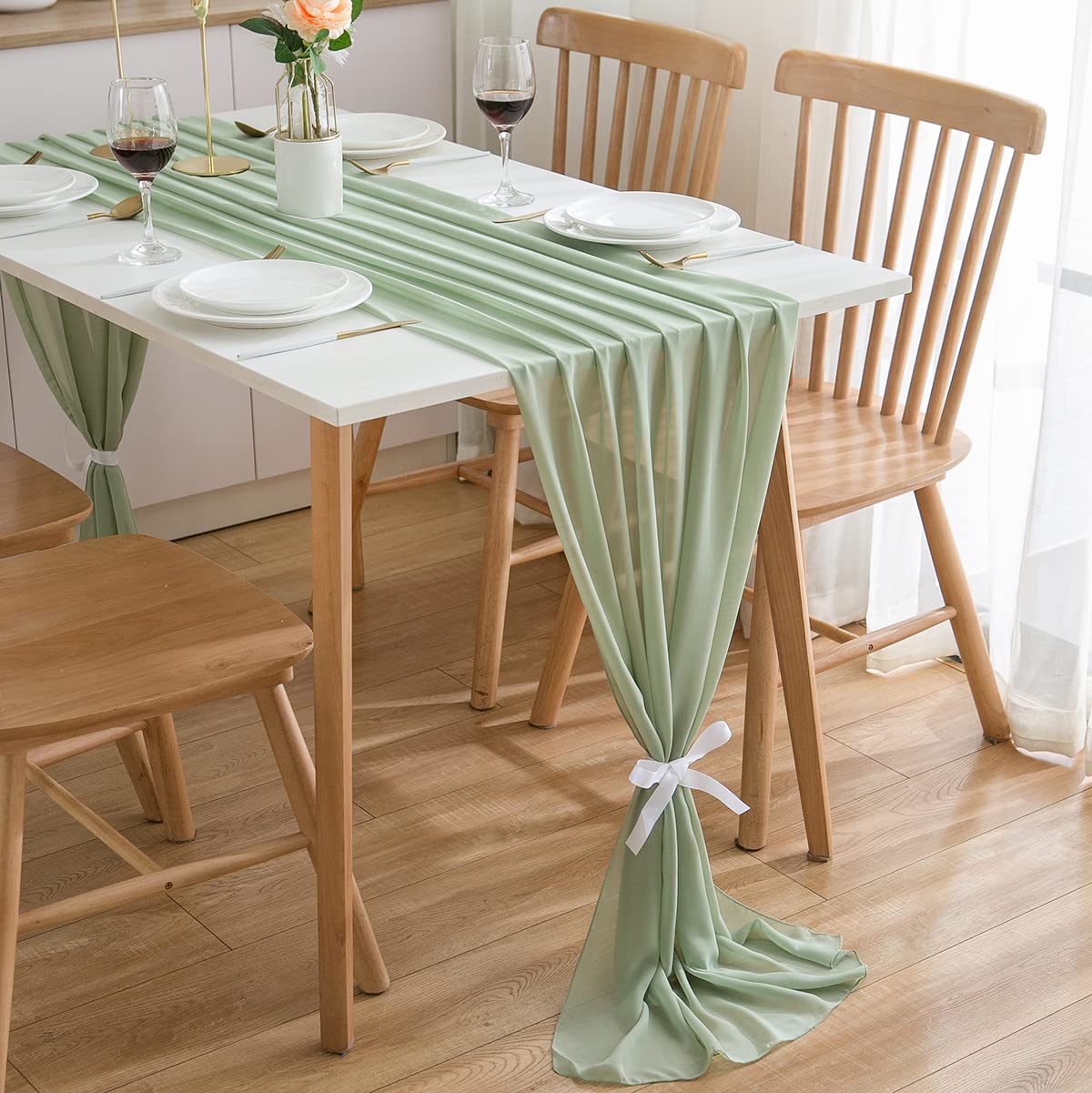 CHUQING Tischläufer Hochzeit Tischdeko Läufer Tischdecke,Chiffon