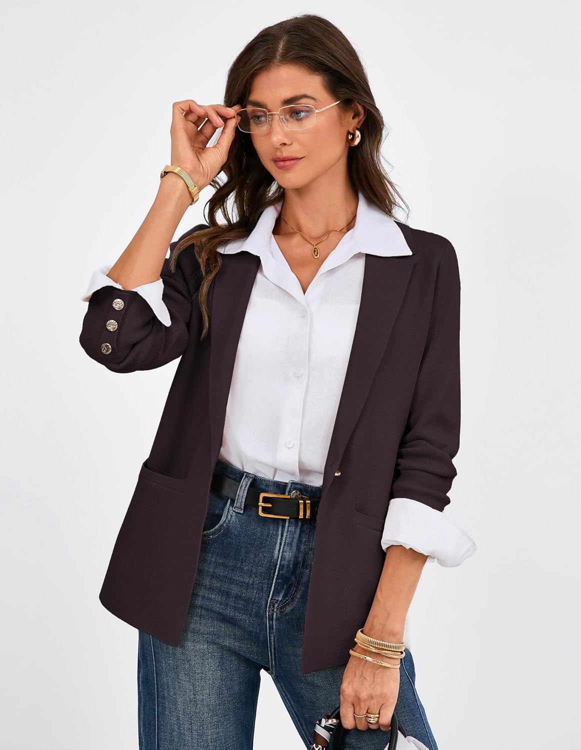 GRACE KARIN Sweater Blazers for Women Business Casual Long Sleeve Open Front Work Office Cardigan Suit Jackets with Pockets - Image 4