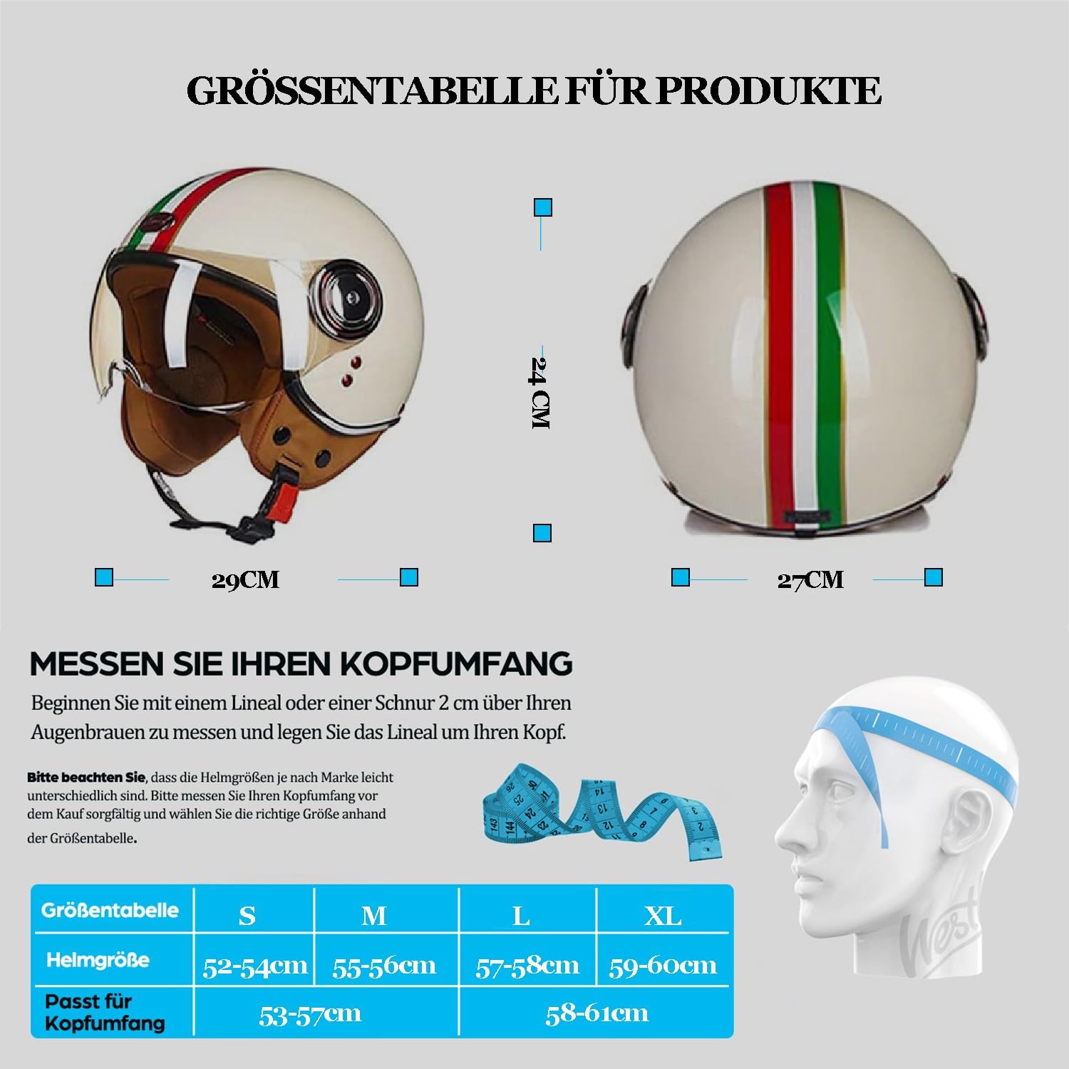 Casco de Moto Jet Vintage con Visera Solar, Medio Casco 3/4 Abierto Estilo Retrò, Homologado Dot/ECE para Scooter Vespa, Cruiser y Motocicleta – Adultos Hombres y Mujeres