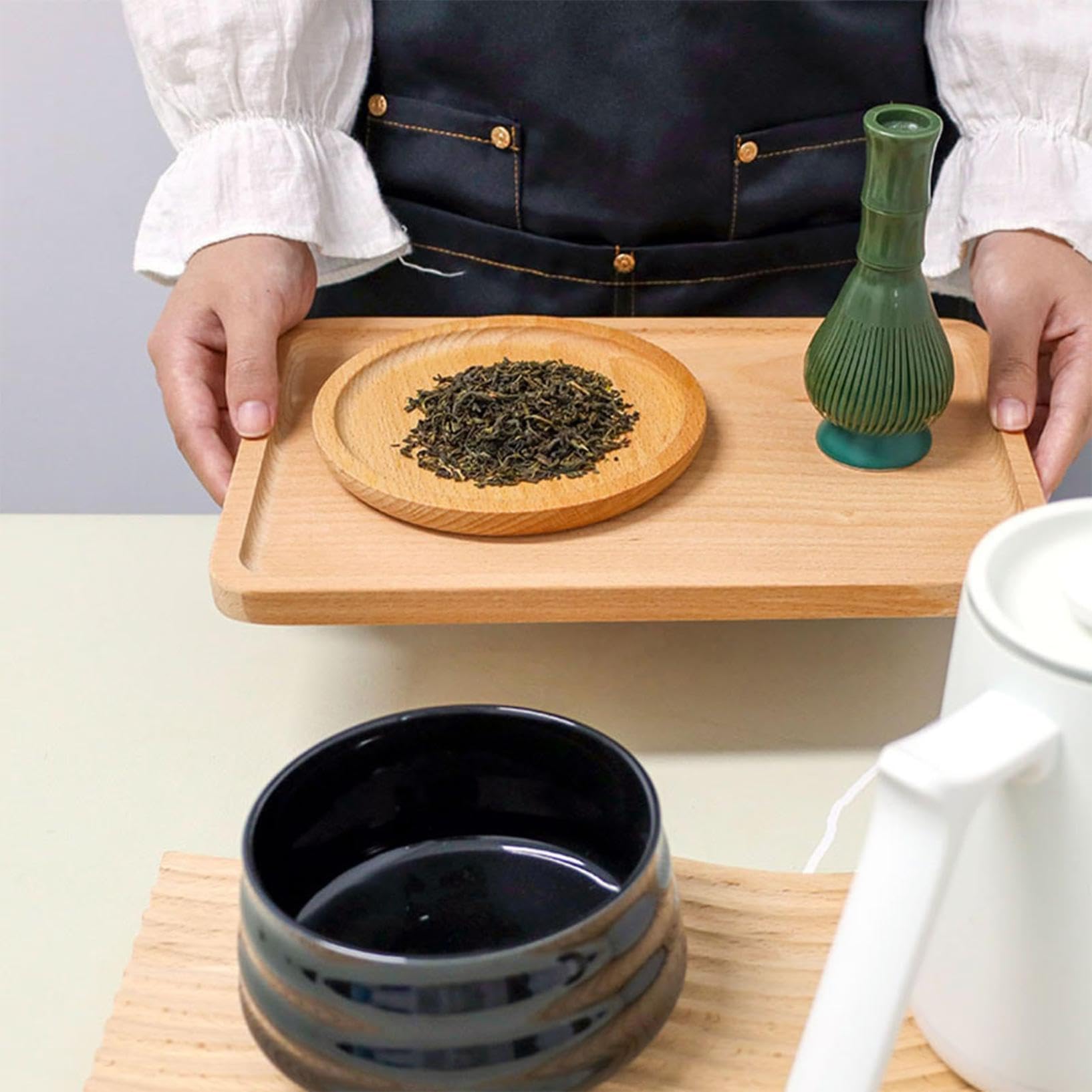 Set De Batidor De Matcha De Silicona Y ABS - Con Soporte, Amarillo, Grado Alimenticio, Para Preparar Té Matcha Tradicional