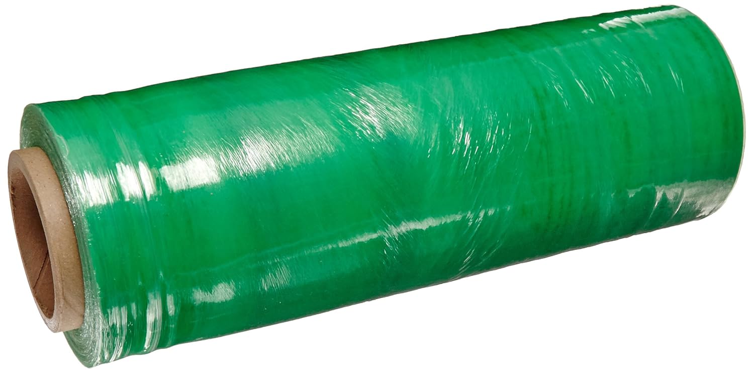 OXOV15704 Linear Low Density Polyethylene OXO Biodegradable Green Tint Cast Hand Stretch Wrap On a 3" I.D. Core, 1500' Length x 15" Width x 70 Gauge Thick (Case of 4)