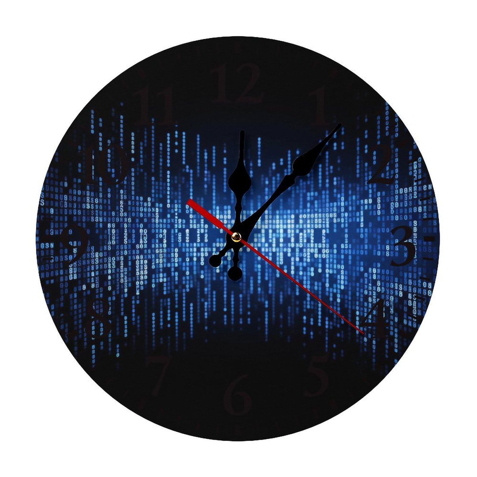 NTVOWPZO 10 Inch Wall Clock The Blue Binary Battery Operated Wall Clocks Silent Non-Ticking Round Wall Clock for Living Room Kitchen Home Office Wall Decorative Clock
