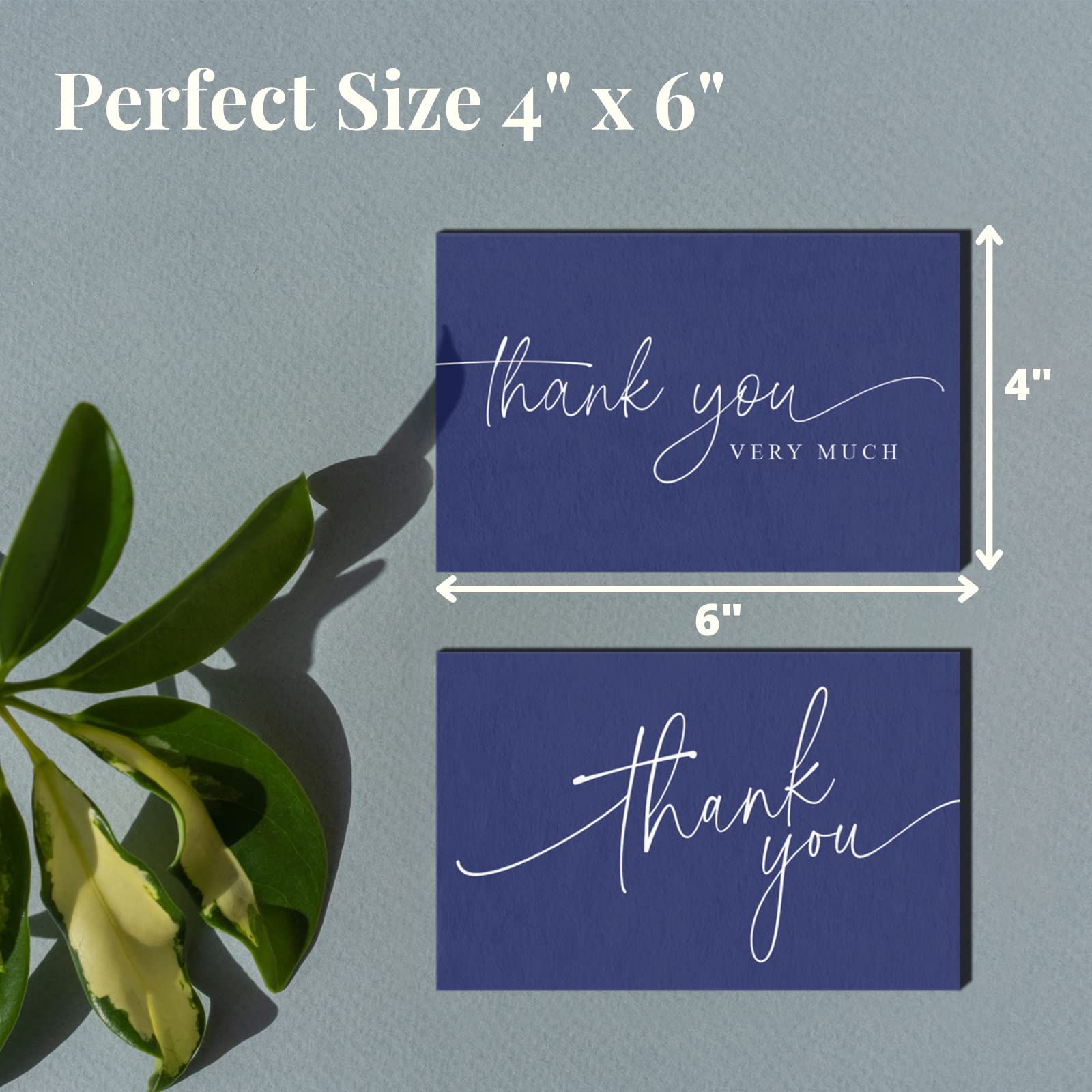 Tarjetas de agradecimiento | Tarjetas de felicitación a granel | Paquete de 100 (azul marino)