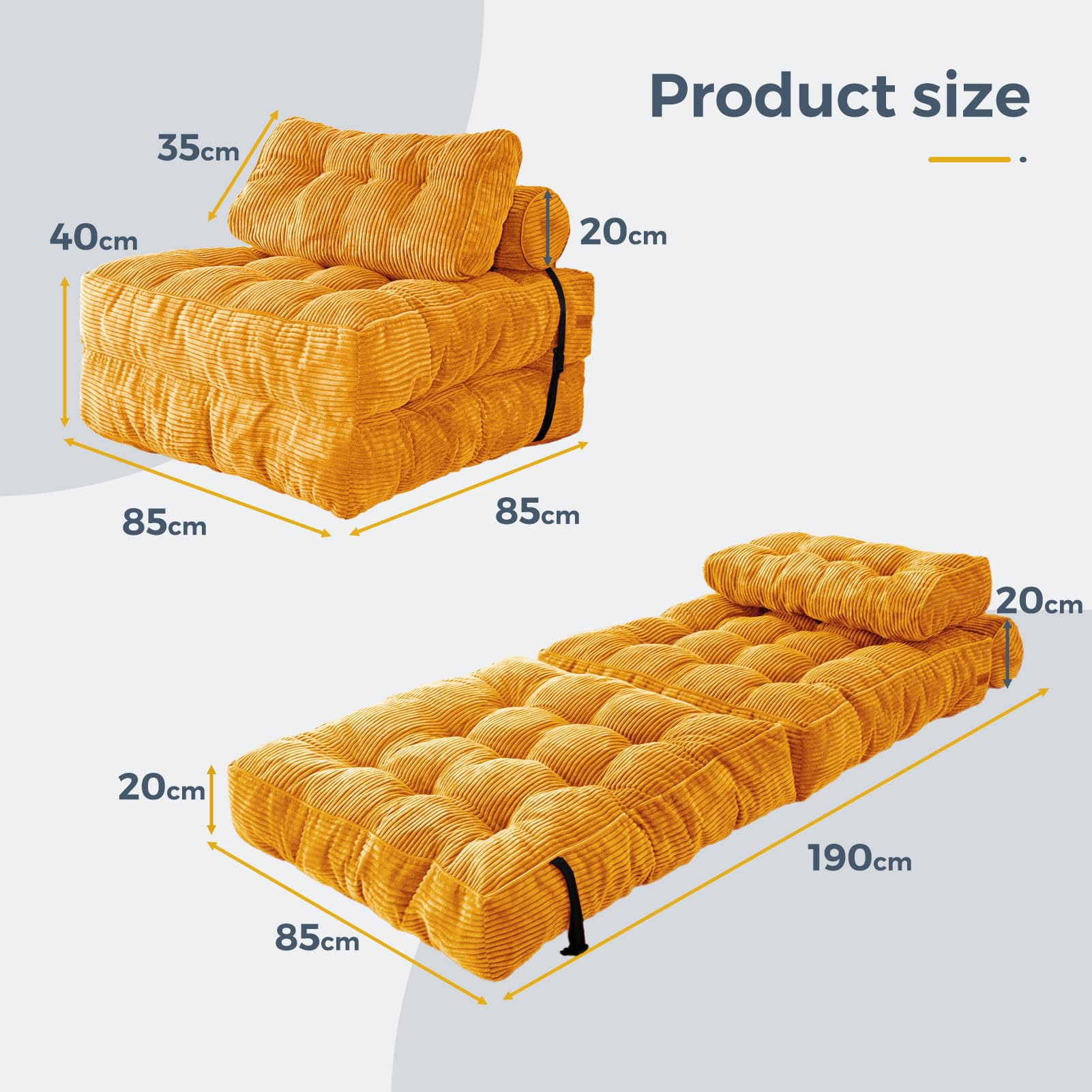 MAXYOYO Folding Sofa Bed, Convertible Sleeper Chair with Pillow Foldable Mattress with Back Support - Image 2