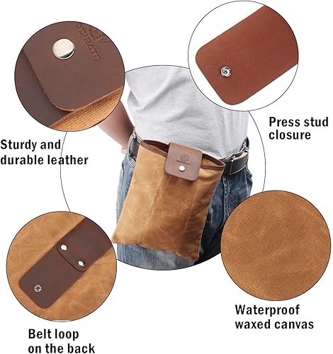 Miniatura 2 de Kosibate Bolsa de forraje de lona encerada, bolsa de forraje para acampar al aire libre, bolsa de lona impermeable, bolsa de cuero plegable en la