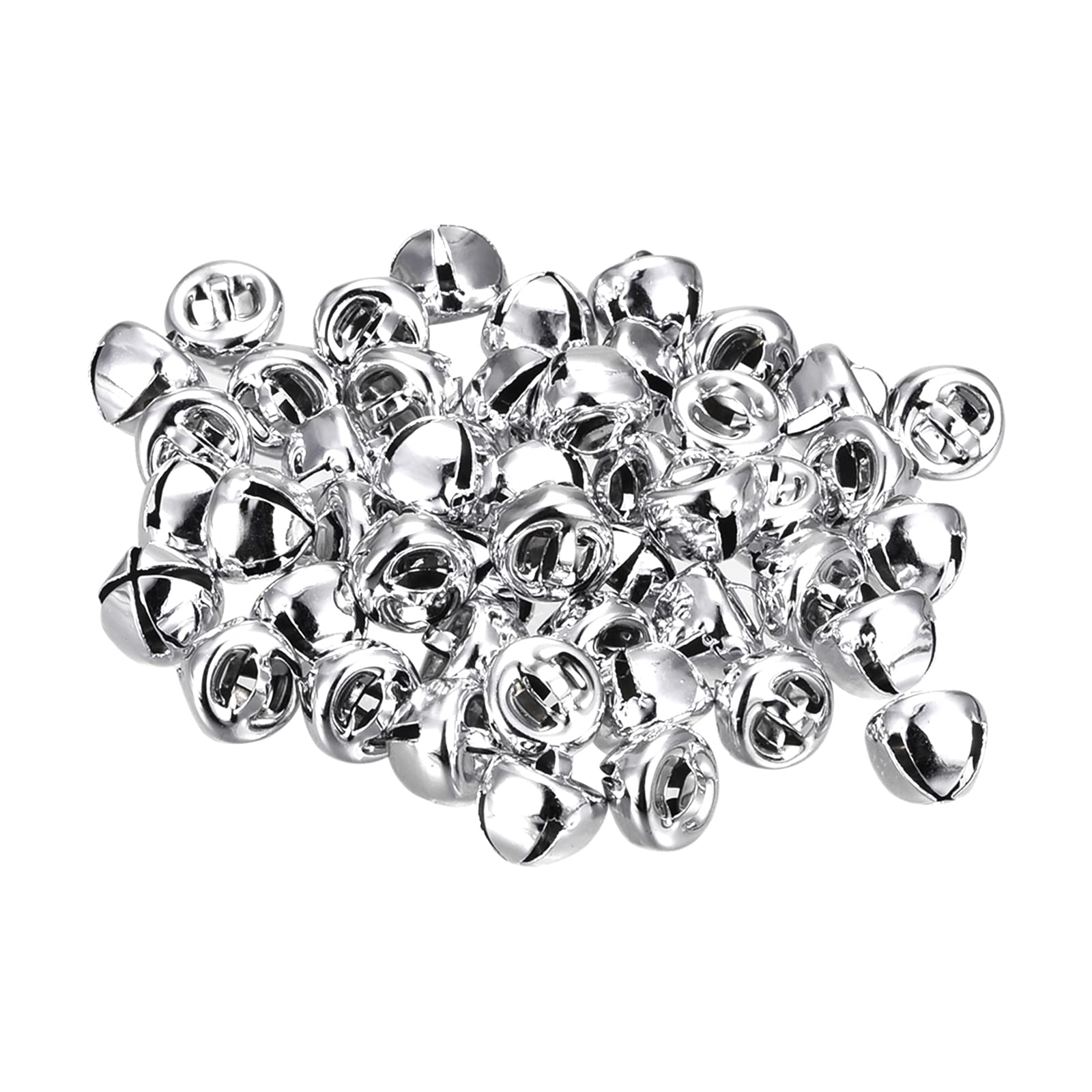 sourcing map Cascabeles 3/8"(10mm) 24uds Pequeñas Campanas para Artesanías Navidad Plateado Tono