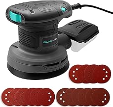 Bluemars 320W Random Orbit Sander,6 Variable Speeds (8000-13000RPM),16Pcs Sandpapers,125mm Sanding Pad, Mini Electric Sander
