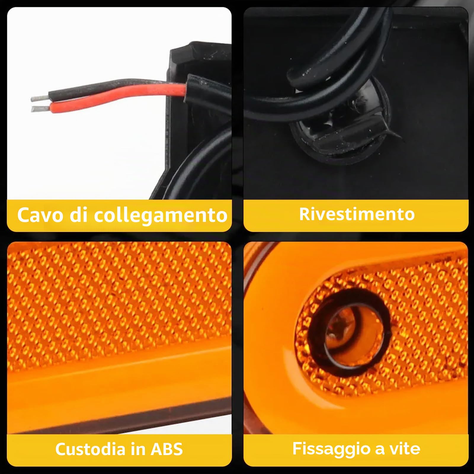10 luci di posizione laterali a LED con supporto, luci di ingombro da 12-24V per camion, rimorchio, camper, furgone camper, autocarro, roulotte, luci di posizione anteriori e posteriori