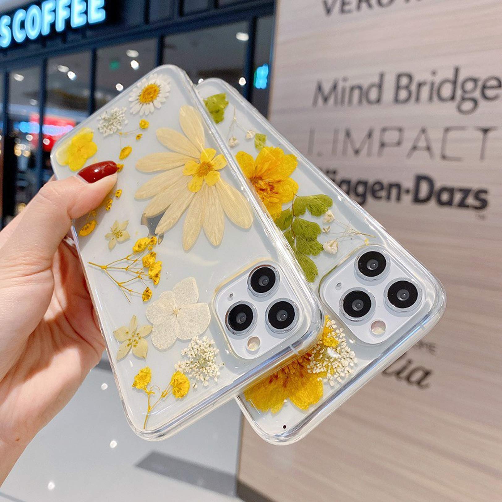 Custodia protettiva per iPhone 12 Pro, con veri fiori secchi