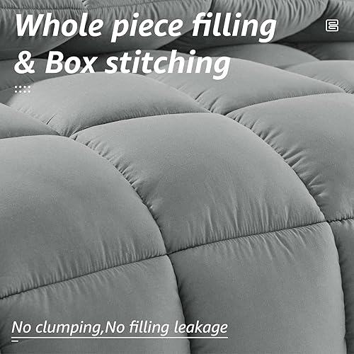 Miniatura 2 de Edredón de cama tamaño individual para todas las estaciones, relleno de edredón acolchado alternativo con pestañas de esquina, cálido para invierno,