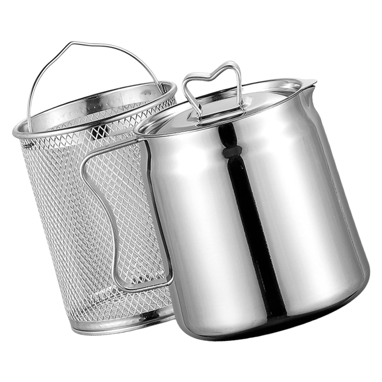 Vasi filtro olio multiuso in acciaio inox con coperchio e cestino, design di pulizia rapida per uso commerciale domestico, filtro olio in acciaio inox per la cucina