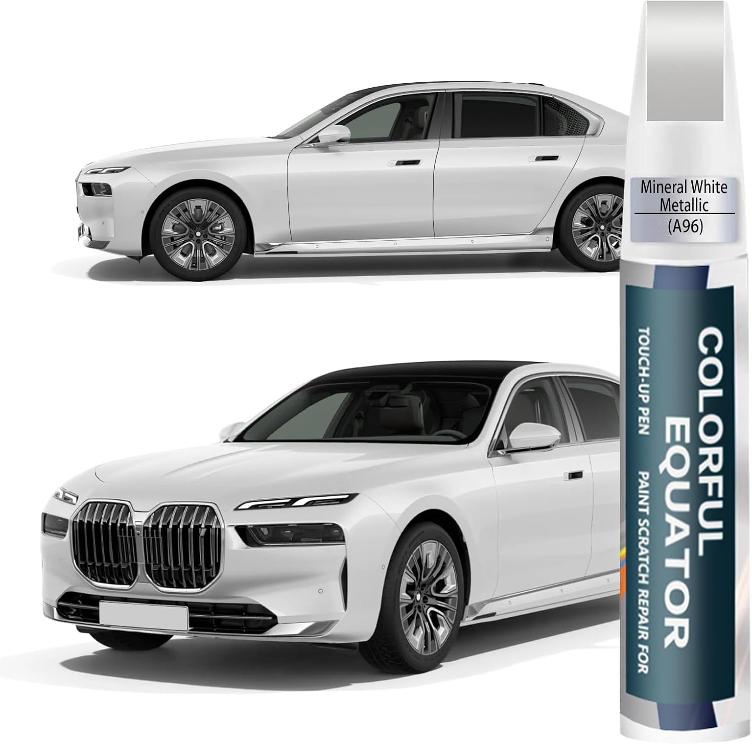 Mineral White Metallic(A96) Touch Up Paint for BMW, Car Paint Pen Scratch Repair Two-In-One Touch Up Paint, Premium Car Scratch Remover for Deep Scratches Mineral White Metallic(A96) for 2/3/4/5/7/8/X1/X2/X3/X4/X5/X6/X7/XM/i4/i5/i7
