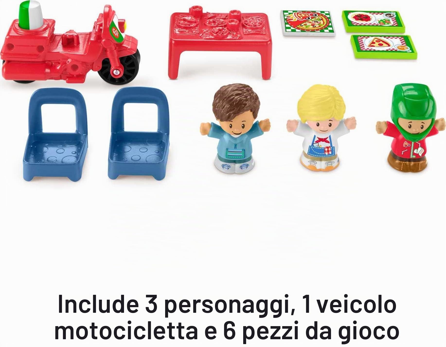 Fisher-Price - Little People Playset Pizzeria Pronta Consegna con Veicolo e Personaggi, Giocattolo per Bambini 1+ Anni, HBR79