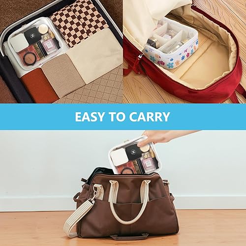 Miniatura 7 de Bolsa de maquillaje con espejo, bolsa de viaje para cosméticos, organizador de maquillaje portátil, bolsas de maquillaje negras para mujeres, Negro