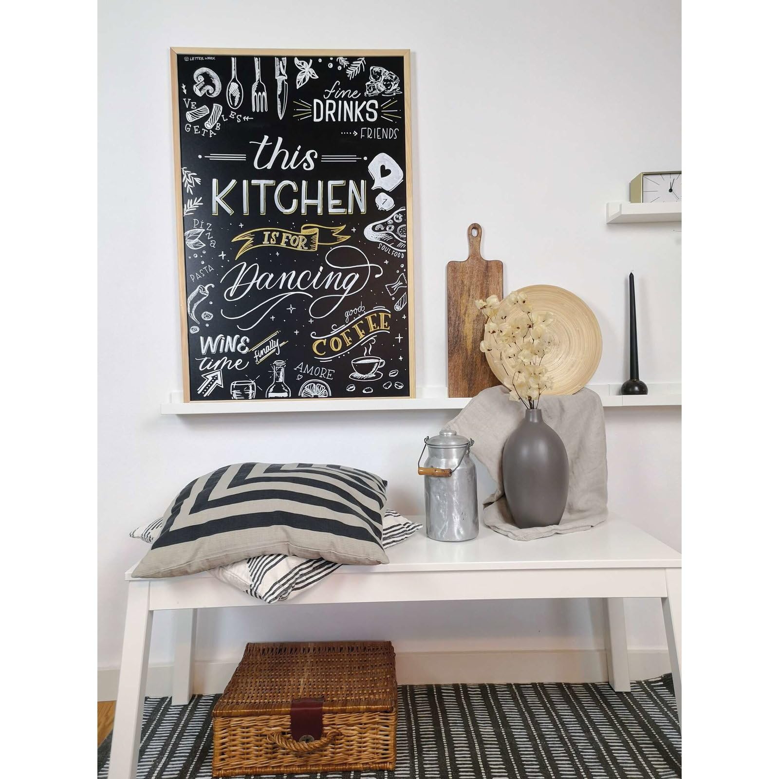 MAUL Tableau noir mural cadre bois 60x80 effaçable
