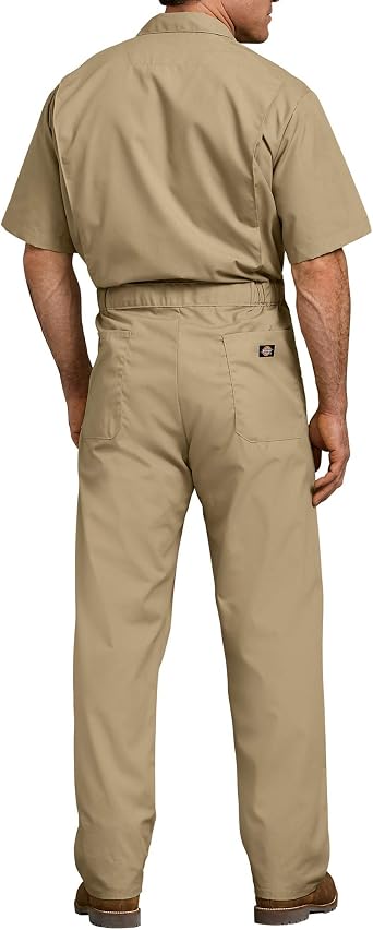 Dickies Men's Short Sleeve Coverall Zipper Front Work Jumpsuit for Mechanics, Industrial Overall Uniform