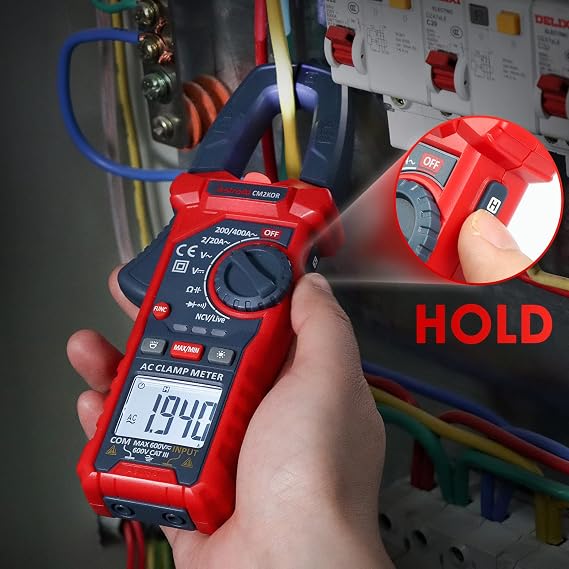 AstroAI Digital Current Clamp 2000 Counts Auto Range Current Meter NCV Meter for AC Current AC/DC Voltage Resistance Capacitance Continuity Live Wire Test NO DC Current