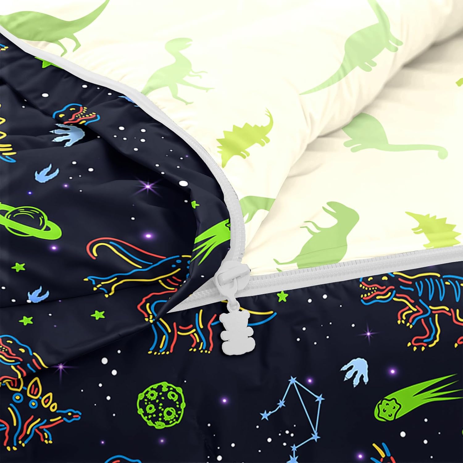 Kids Comforter Set,Zipper Bedding Twin for Teen,Cartoon Dinosaur Printed Comforter Set with Dinosaur Fitted Sheets and Pillowcases for All Season(Dinosaurs-B)