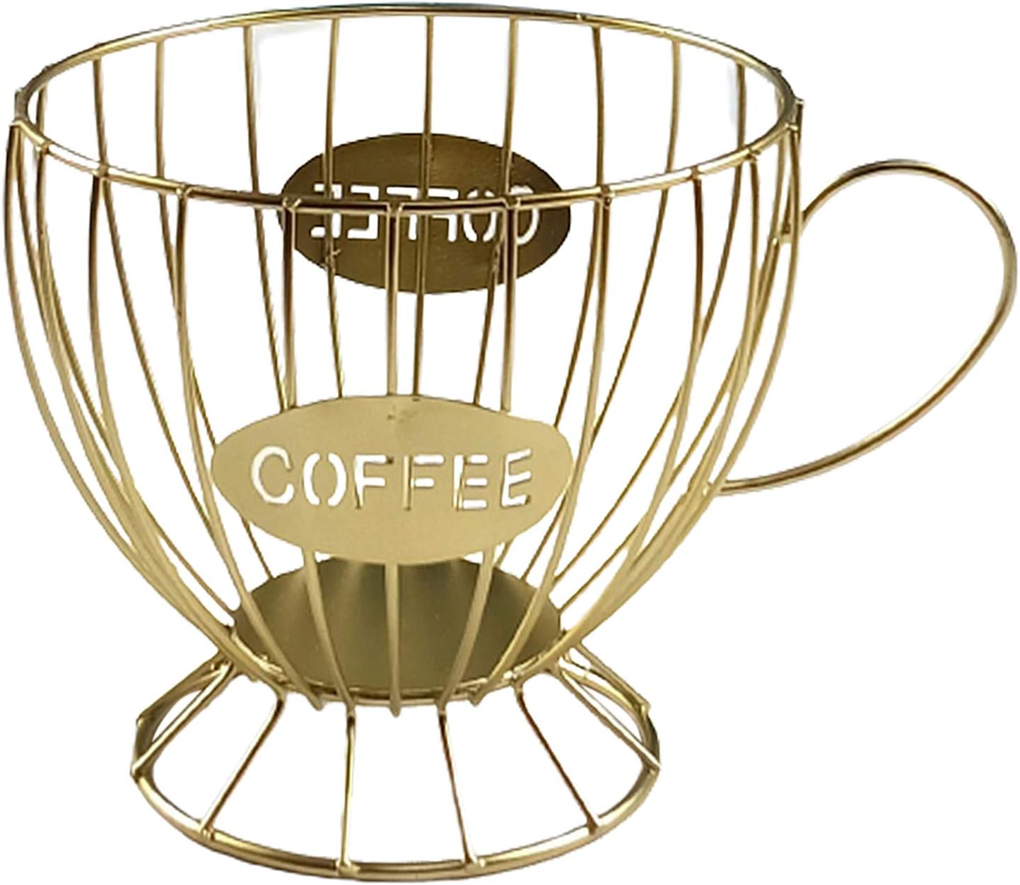 FLAMEER Coffee Creamer Container Iron Wire Coffee Holder for Counter Coffee Pod Storage Holder Organizer Espresso Storage Basket Coffee Accessories - Golden