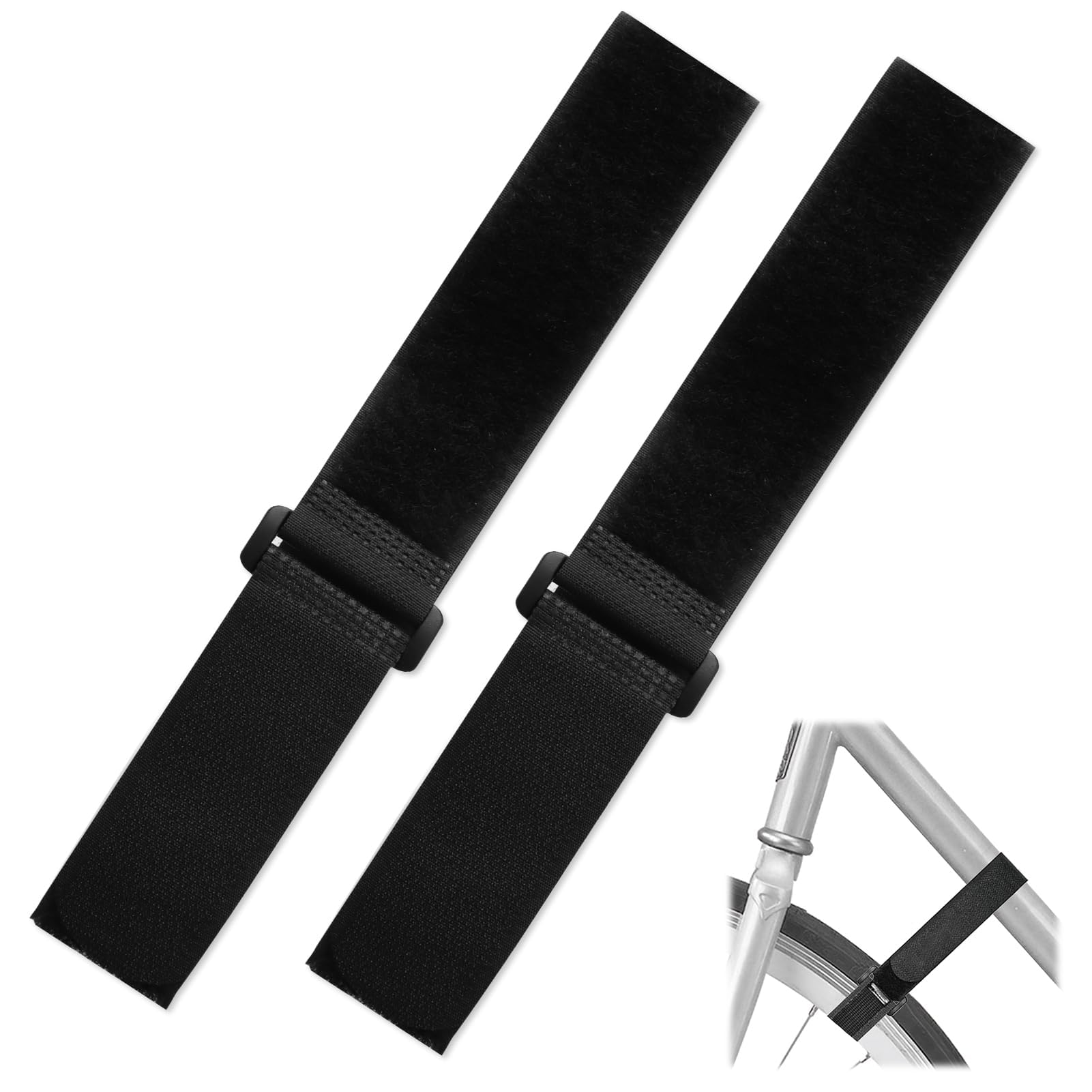 2PCS Sangles de Porte-Vélos Sangle de Stabilisateur de Vélo Réglables Strape Cinche Rechaple Sangles Auto-Adhésives pour Fixer et Attacher Les Vélos le Transport et le Stockage (60 cm x 2,5 cm)