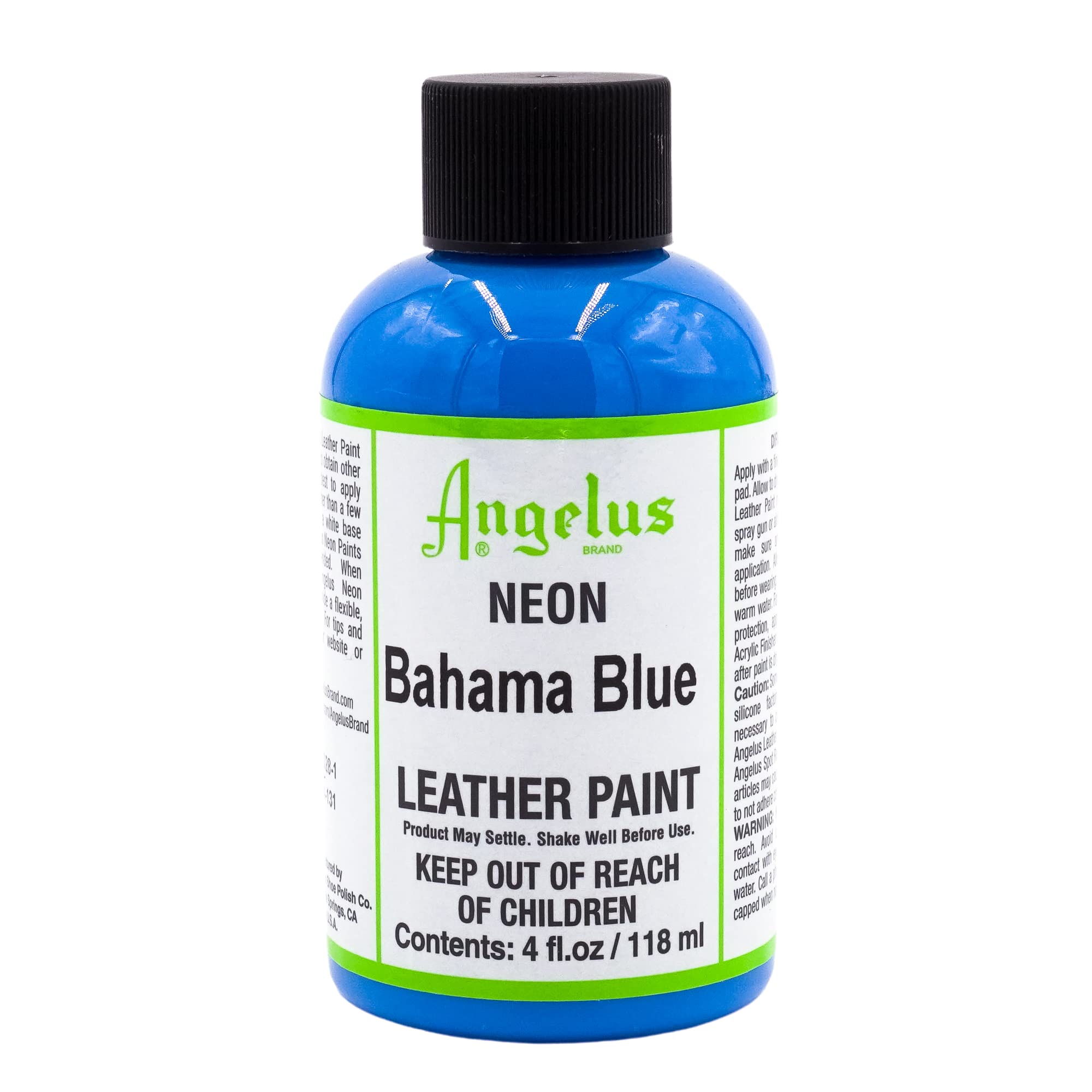 Neon Acrylic Leather Paint for Shoes, Boots, Jackets, Art, Customizing, Sneakers, Bags, & More – Bahama Blue – 4oz
