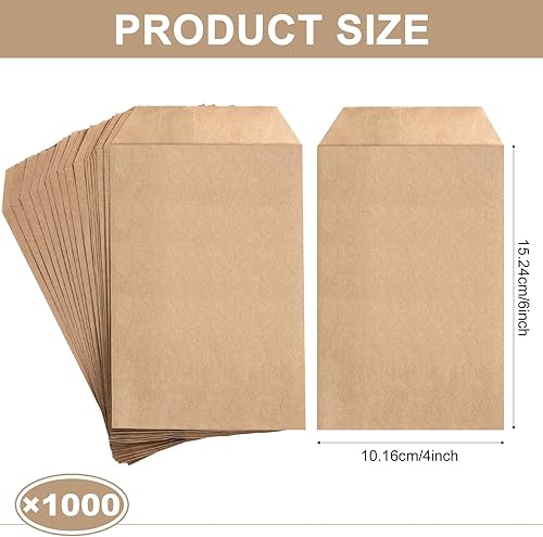 Miniatura 2 de Outus 1000 mini bolsas planas de papel de estraza natural, palomitas de maíz, regalos de fiesta, bolsas de mercancía para galletas, postres,