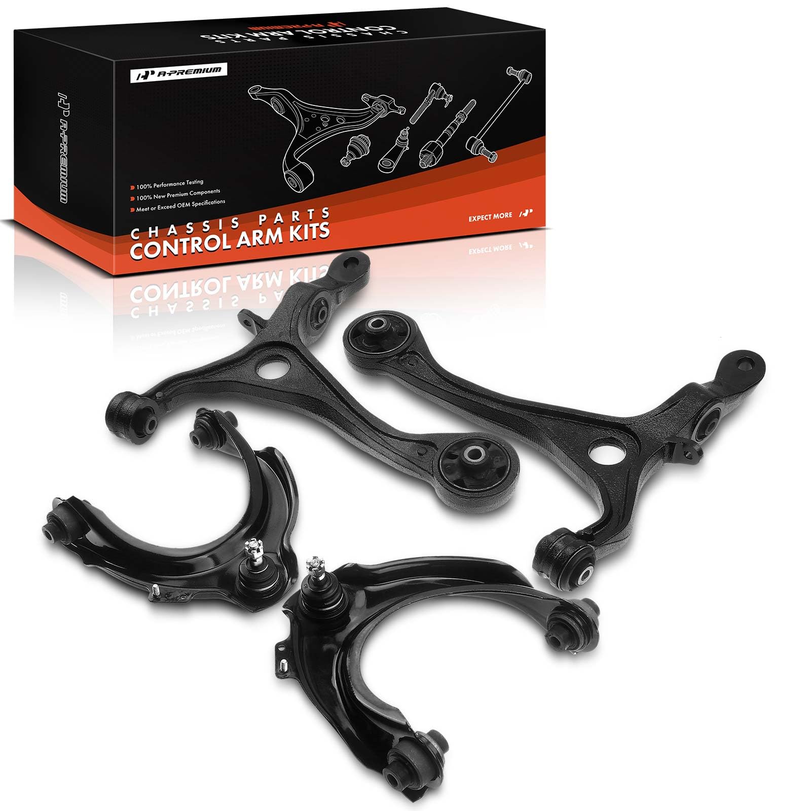 4-Piece Front Suspension Kit: Upper Control Arms & Lower Ball Joints For Acura CL, Honda Accord, Odyssey (1994-1999) 3 thumbnail image