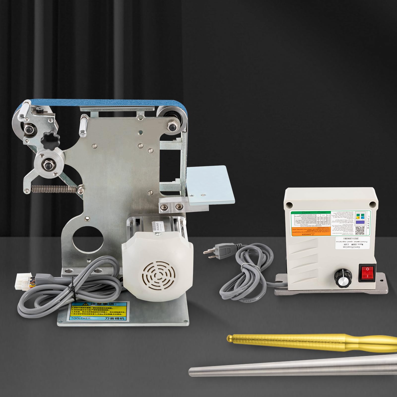 Belt Sander, 30'' 550W Belt Machine with Brushless Motor, 6000rpm DIY Desktop Vertical Horizontal Belt Polisher Sharpener Grinder, 3Nm Torque, Step-less Speed Regulation, for Knife Making