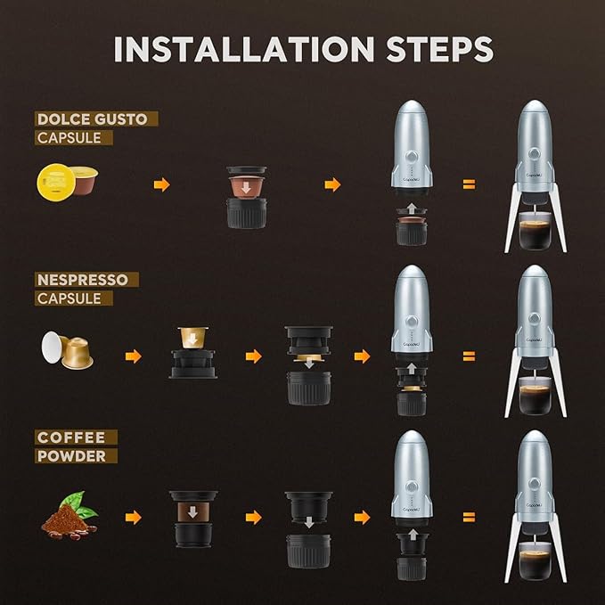 Cafetera Portátil Eléctrica 3 en 1, 19 Bar, Compatible con Café Molido y Cápsulas miniatura 2