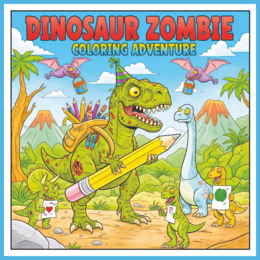 Dinosaur Zombie Coloring Adventure: A Fun & Silly Zombie Dino Coloring Book for Kids Ages 4–8
