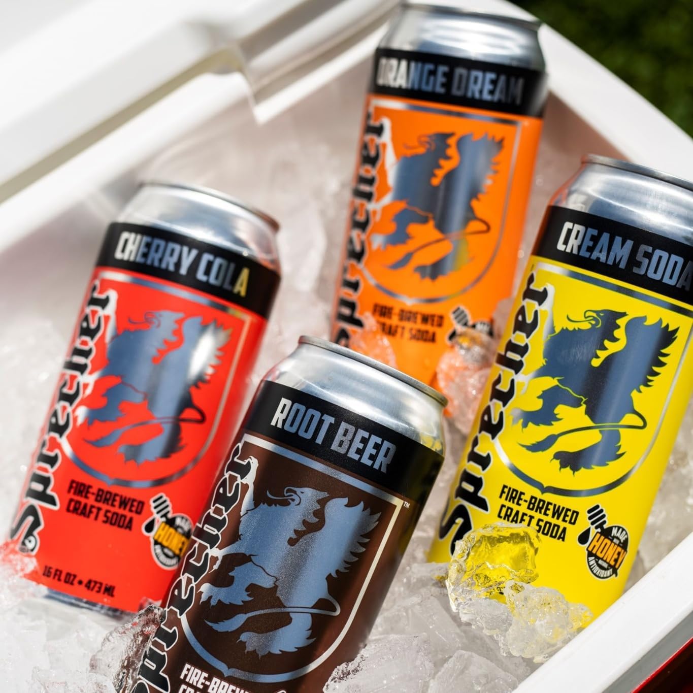 Sprecher Cherry Cola in 16 fl oz Cans (12 Pack), Fire-Brewed Craft Soda with Real Honey & Door County Cherry Juice, Handcrafted Premium Cherry Soda, Caffeine-Free, Gourmet Beverage