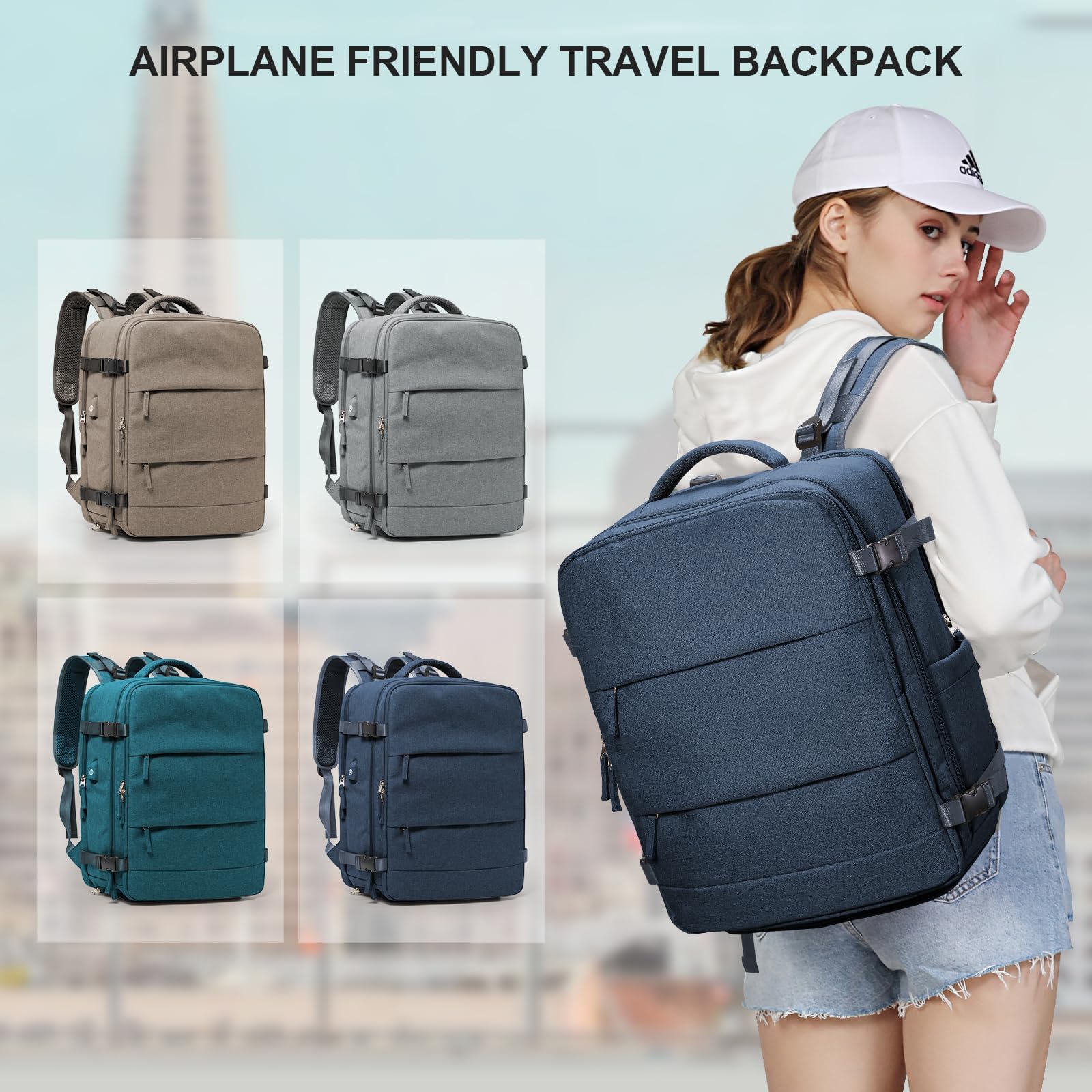 SZLX Zaino Ryanair 40x20x25 Donna Zaino da Viaggio Bagaglio a Mano 20L Uomo Borse da cabina 45x36x20 Easyjet Travel Backpack Adatto a laptop da 14 Pollici con scomparto per scarpe per Lavoro e Scuola