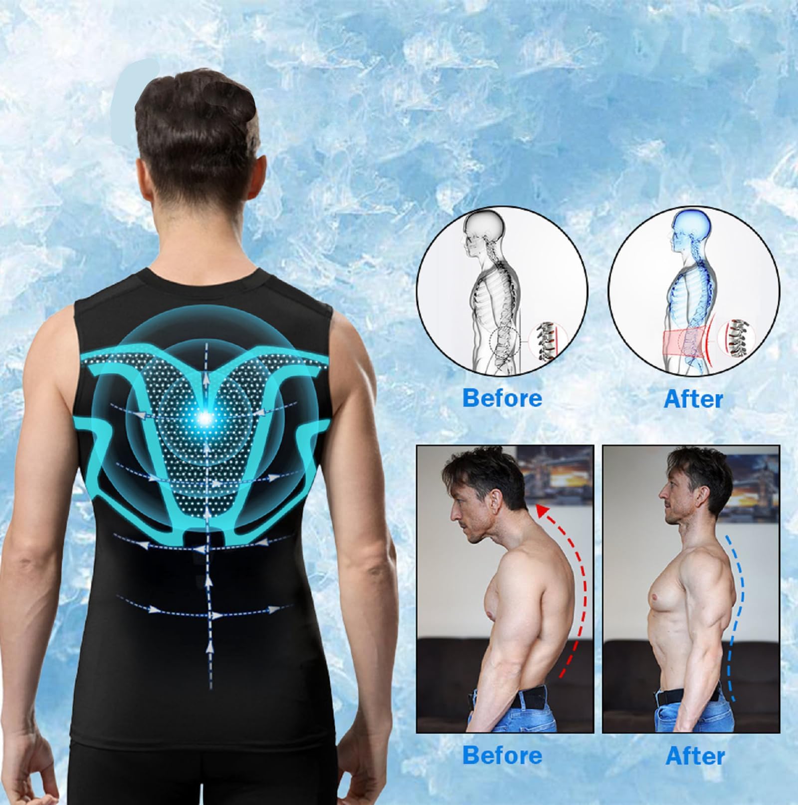 Duneva Vital Vest, Vital Vest Chaleco adelgazante, Vitalvest, Body Shaper Hombre Ionic Shaping Camiseta sin mangas