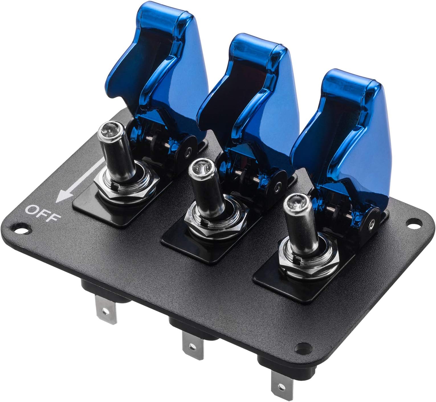 Toggle Switch Panel,Universal Car 12V Ignition Switch 3 Row Blue Plating Cover Anodized Surface Panel Toggle Switch for Racing Sport Competitive Car