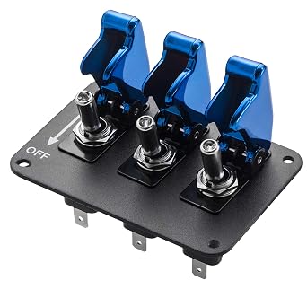 Toggle Switch Panel,Universal Car 12V Ignition Switch 3 Row Blue Plating Cover Anodized Surface Panel Toggle Switch for Racing Sport Competitive Car