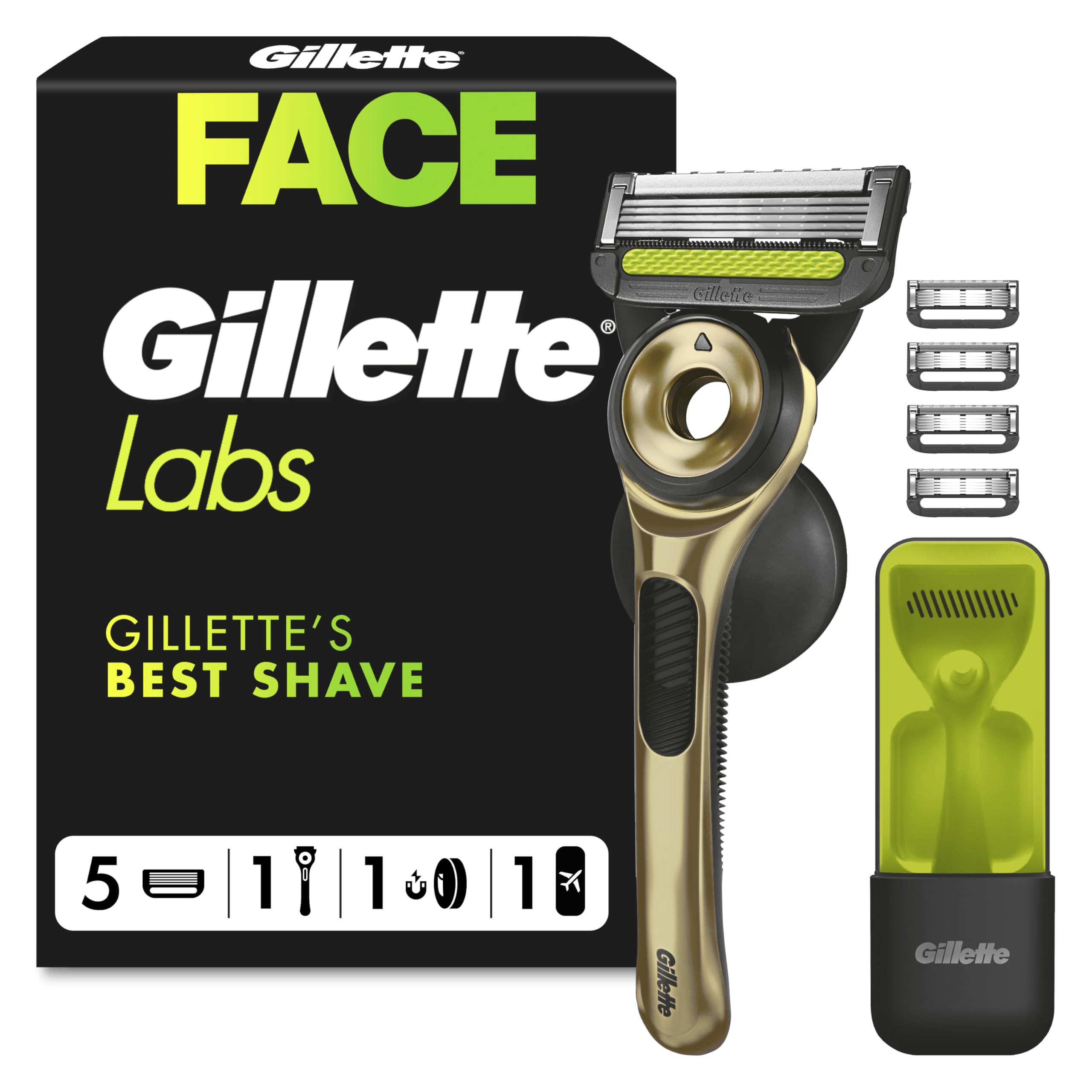 GilletteLabs with Exfoliating Bar, Razor for Men, 1 Handle Plus 5 Blades
