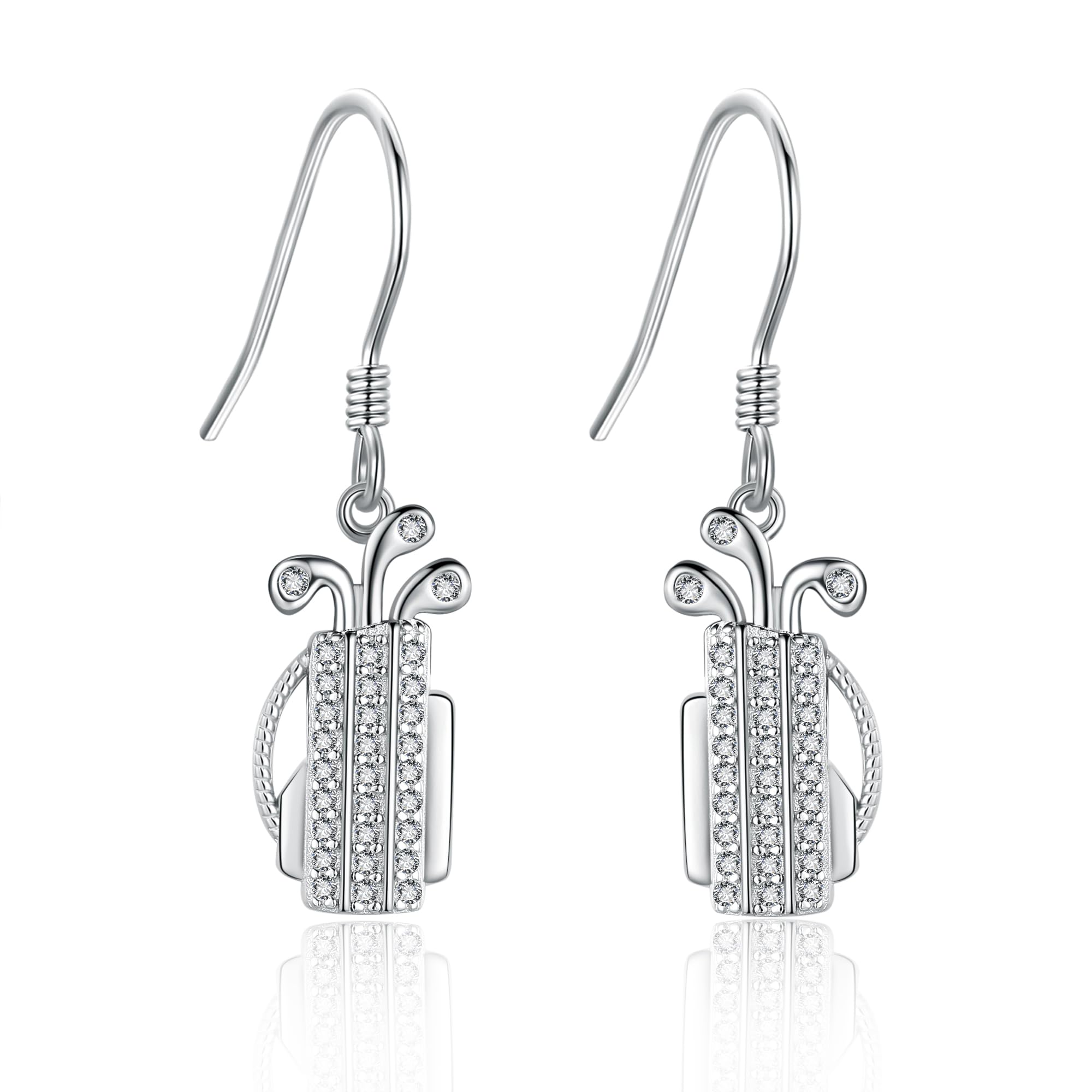 YAFEINI Golf Hockey Tennis Baseball Lacrosse Stick Earrings Gifts Sterling Silver Golf Hockey Club And Ball Lacrosse Stick Dangle Earrings Sport Lover