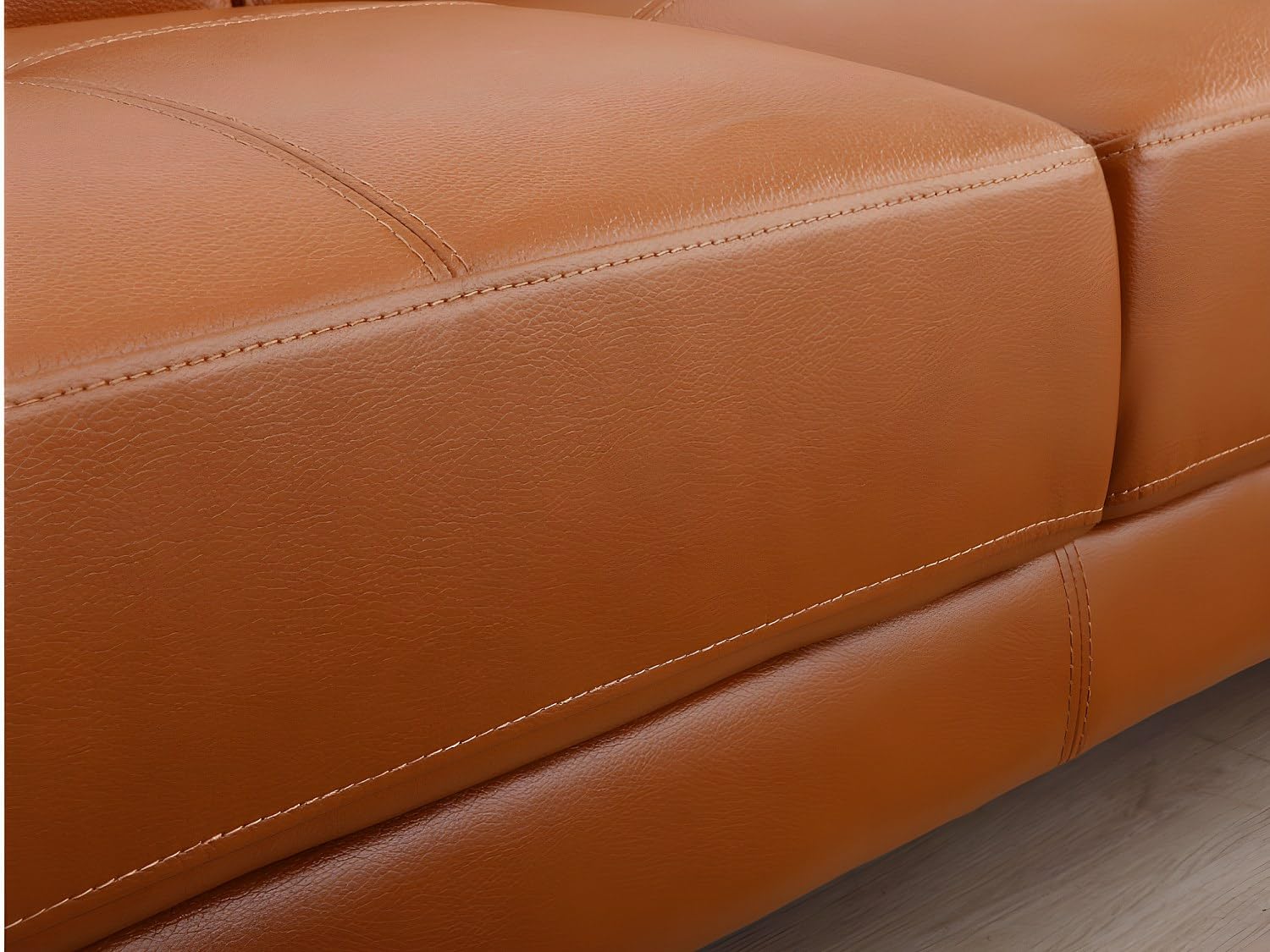 Vente-unique - Canapé d'angle Gauche en Cuir Premium Camel EXCELSIORA