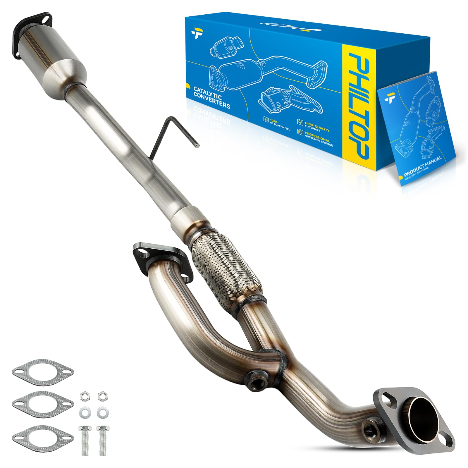PHILTOP 55380 Direct-Fit Stainless Steel Catalytic Converter Fit for Toyota Lexus 2002-2006 Camry 3.0L