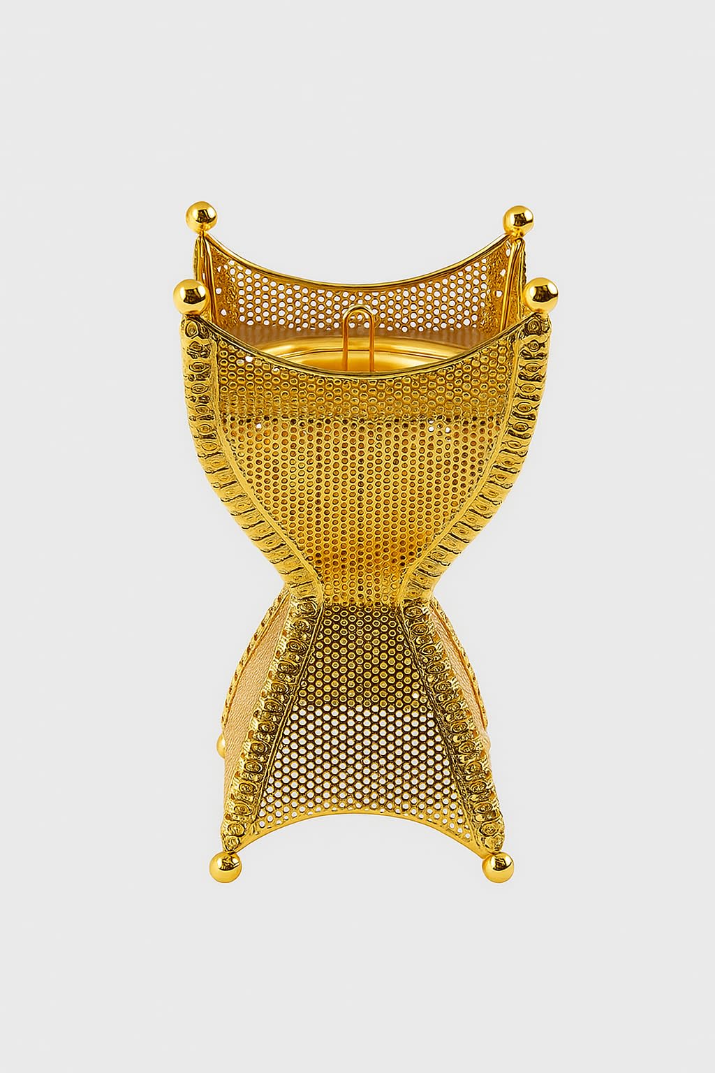 Photo 1 of Decorative Gold Metal Incense Burner – Tall Mesh Design Mabkhara Bakhoor Holder for Home, Ramadan & Eid Décor, Islamic Gift, Ornamental Incense Stand, 4.2 x 4.2 x 8.5 in
