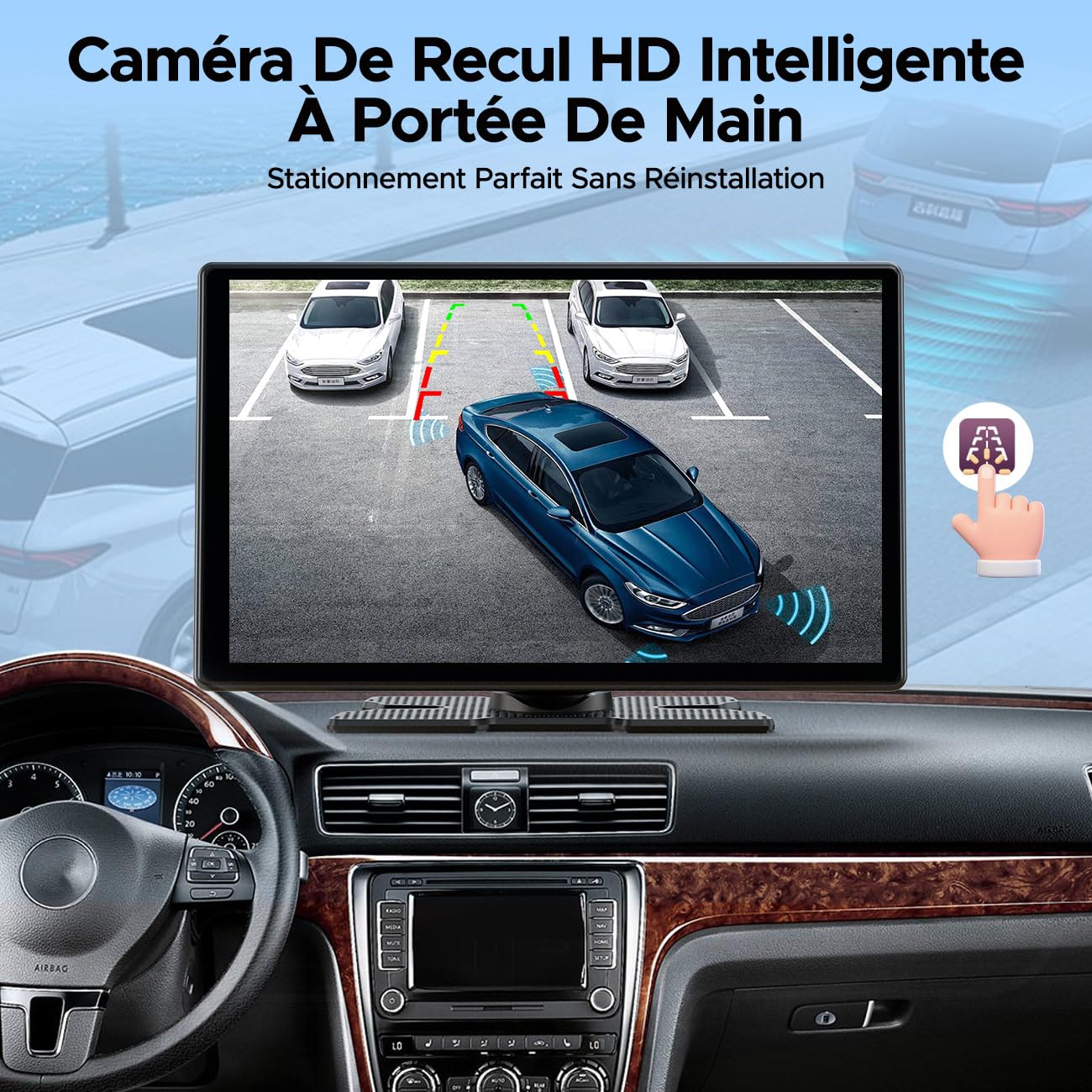 LAMTTO Écran Carplay Voiture sans Fil avec Youtube TikTok, 9 Pouces Autoradio AppIe Car Play & Android Auto avec Caméra de Recul/Bluetooth Double/Écran Partagé/OTA/Navigation/Assistant Vocal