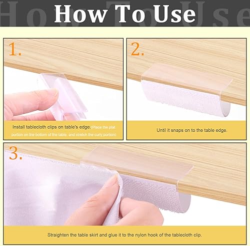 Miniatura 5 de 30 clips para zócalo de mesa, clips para mantel para borde de mesa de 34 a 1 pulgada con gancho y bucle, ideal para eventos en interiores y