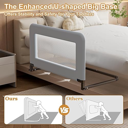 Miniatura 3 de Barandilla de protección para cama de niños pequeños para bebé - Barandilla de seguridad de metal resistente para camas individuales, de cuna,
