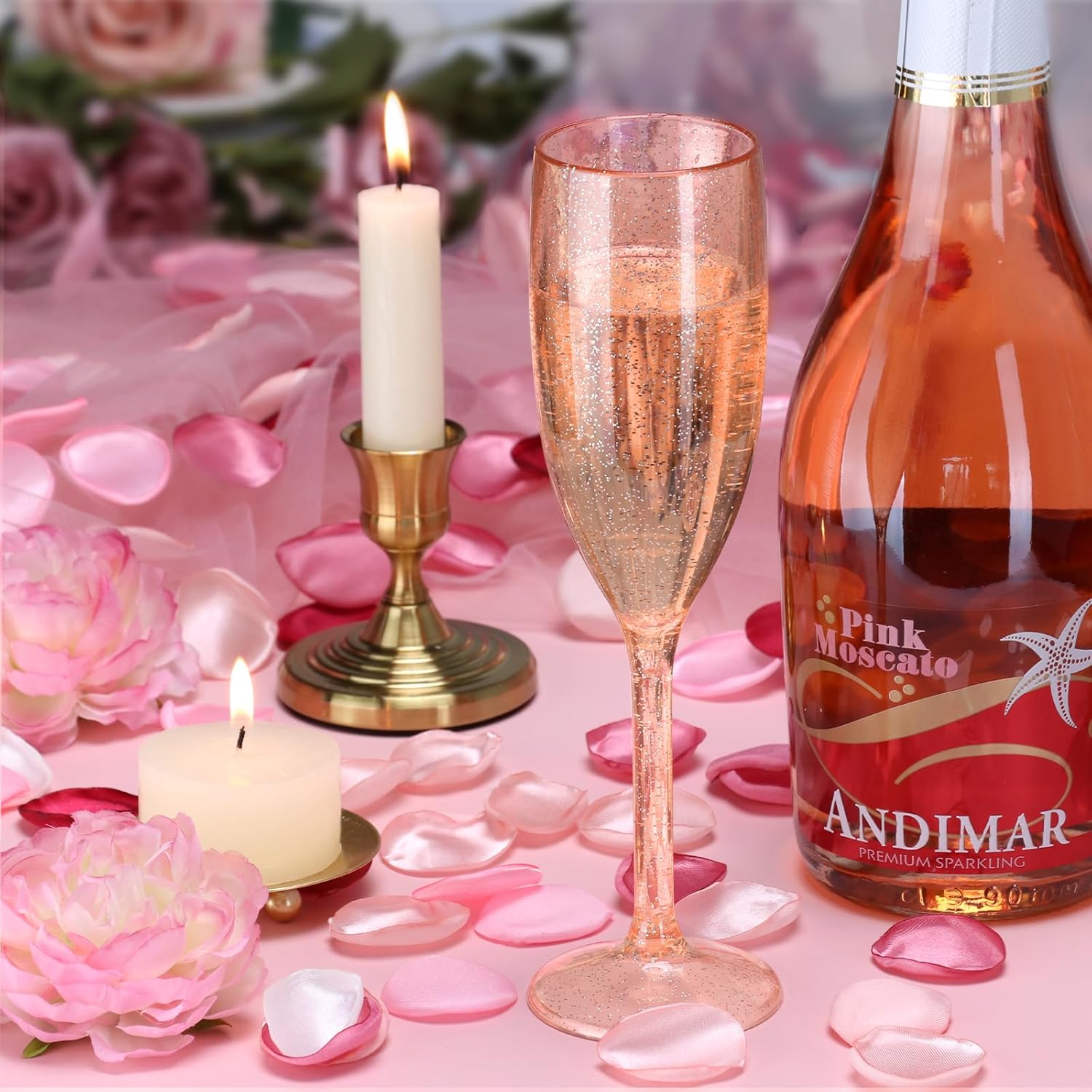 XUWAIDSGN 24 Pcs Reusable Champagne Flutes Plastic Wine Glasses Bulk Vintage Champagne Flutes Mimosa Bar Glasses Stemmed Drinking Cups 5.4OZ for Christmas Birthday Wedding Bride - Image 4