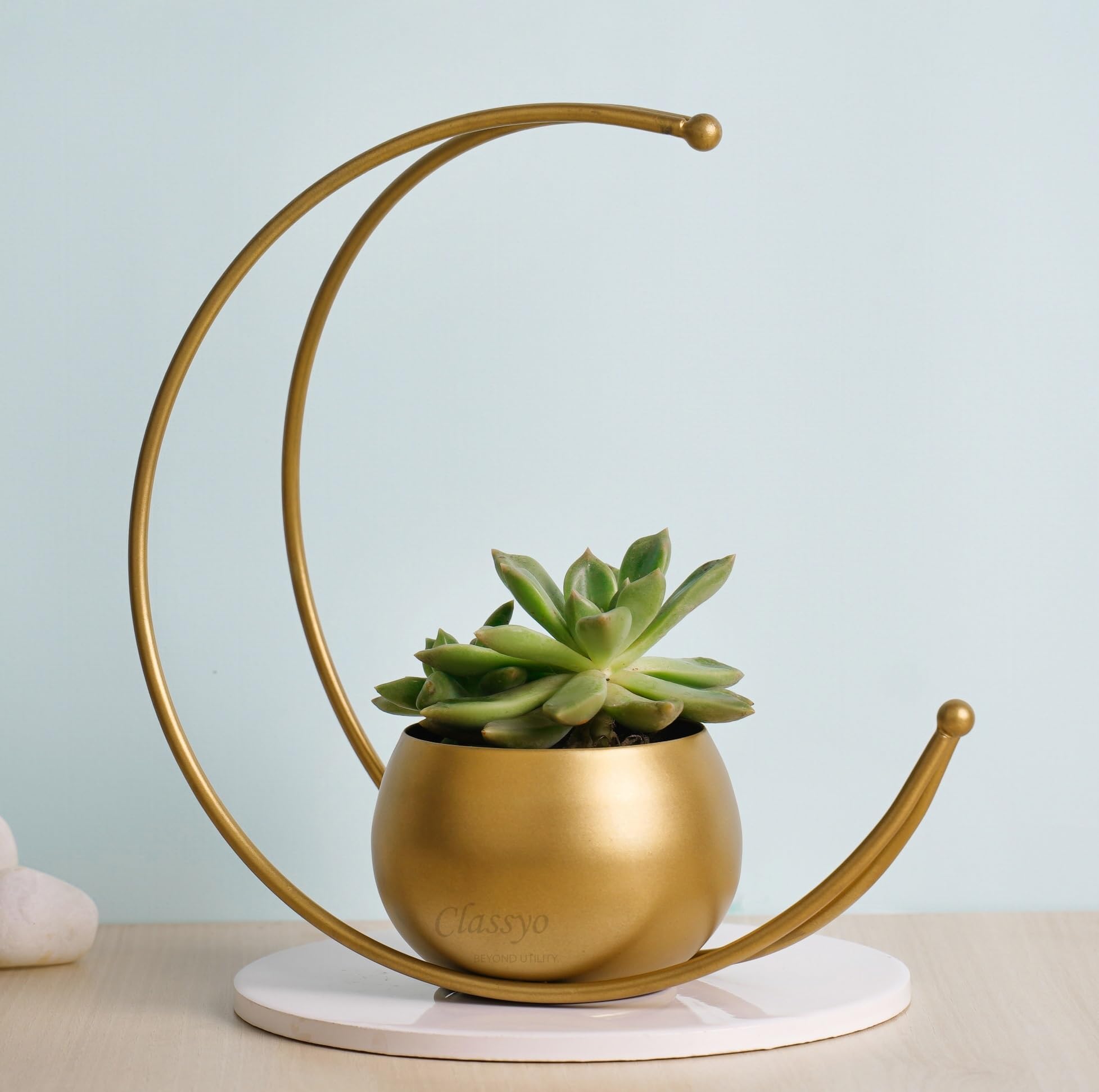 Geometric Decorative Metal Round Shape Flower Vase for Home Decoration, Centre Table Decoration Piece, Golden Vase for Home Decor, 9 Inch