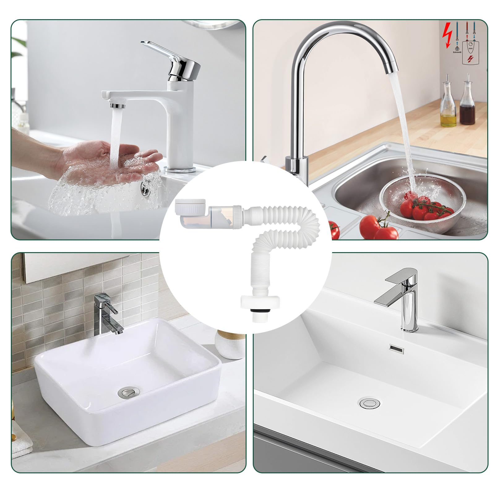 SI SEN Desague Lavabo, Desagüe Fregadero Reemplazable, Sifon Cocina Fregadero, Manguera de Drenaje Flexible, Para Baño Y Cocina
