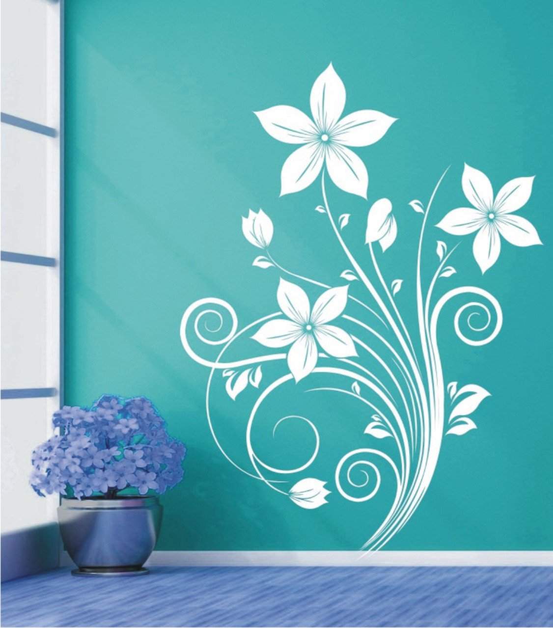 Heaven Decors Flower with Vines Decal, Wall Sticker (Vinyl, 82 x 59 cm, White), Botanical (B077RS1847) Amazon Price History, Amazon Price Tracker